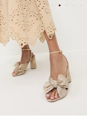 Loeffler Randall Camellia Platinum Pleated Bow Heel